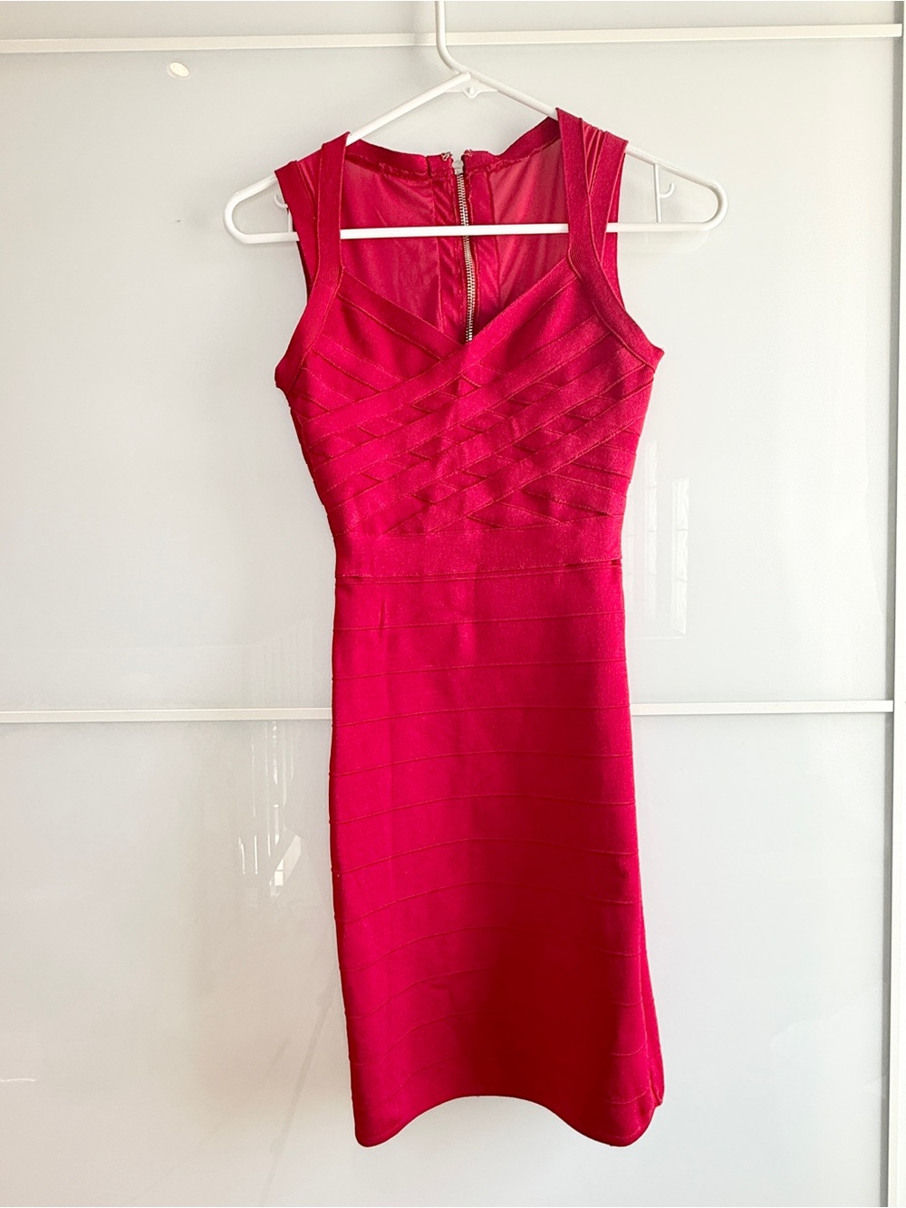 Guess Sleeveless Red Bandage Sheath Dress XS